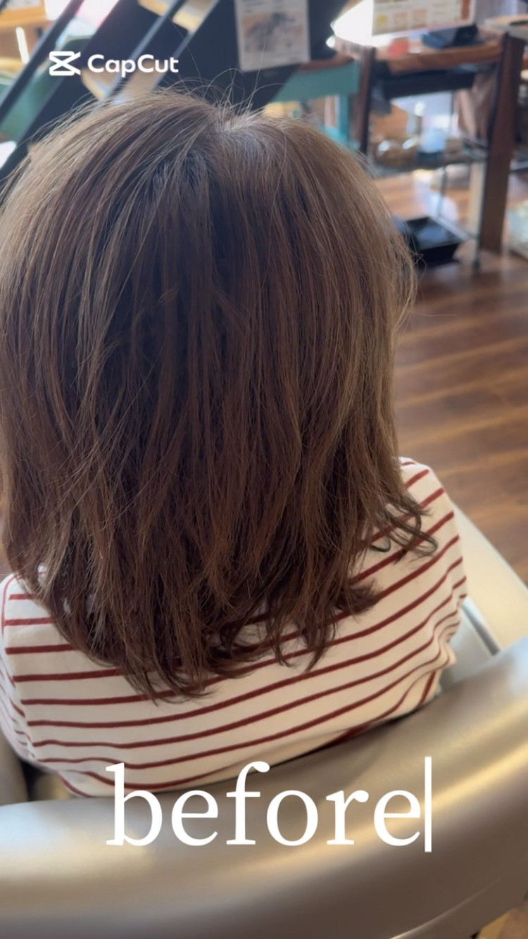 ヘアオイル、ヘアミルク無しのbefore⇒afterです!