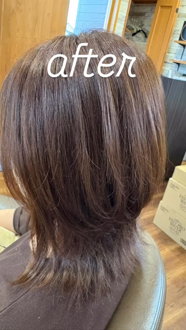 ロングヘアからミディアムヘアに！毛先をスッキリさせるためウル